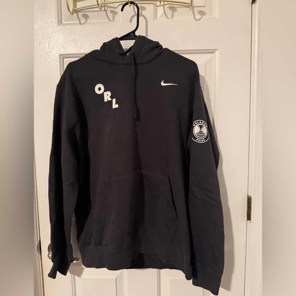 Nike Dark Gray Hoodie with White Orlando Pride logo